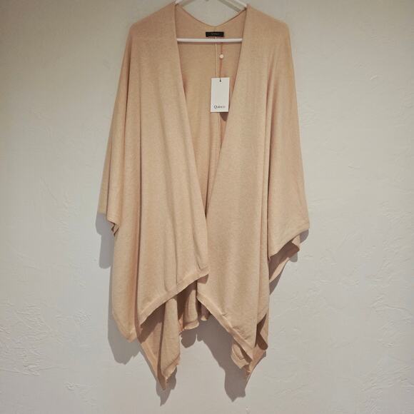 NWT Quince Organic Cotton & Cashmere Blend Ruana Shawl Wrap in Oatmeal, OS - Picture 2 of 7